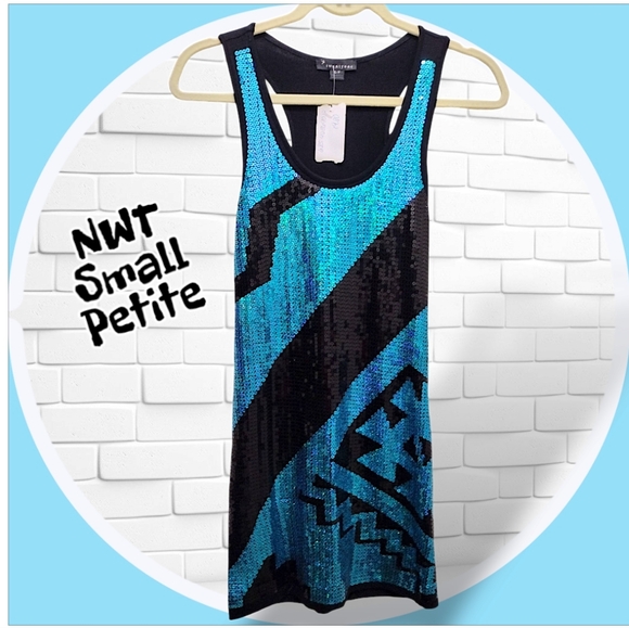 NWT SEQUIN Dress Petite Small - Picture 1 of 8